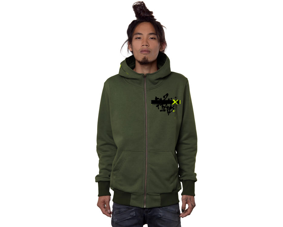 olive abstract psychedelic men hoodie